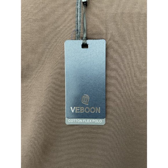 NWT VEBOON Men's Polo Shirt Long Sleeve Cotton Flex Brown Button 1/4 Size 3XL - Picture 5 of 14